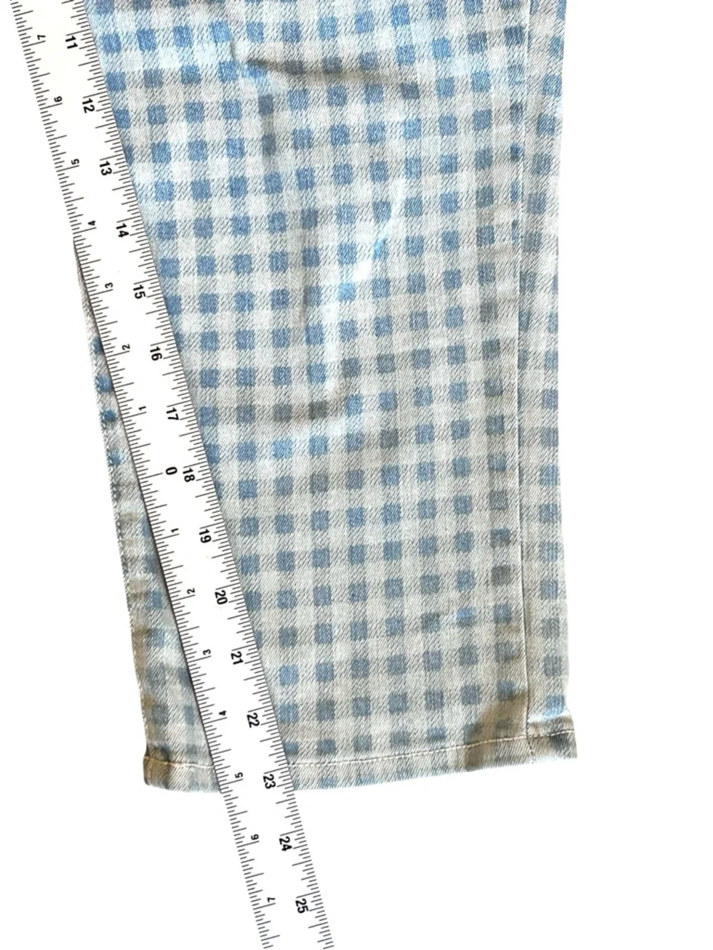 NYDJ Women’s Sz 8 Blue Gingham High Rise Karen Capri Denim Jeans Stretch - Picture 14 of 16